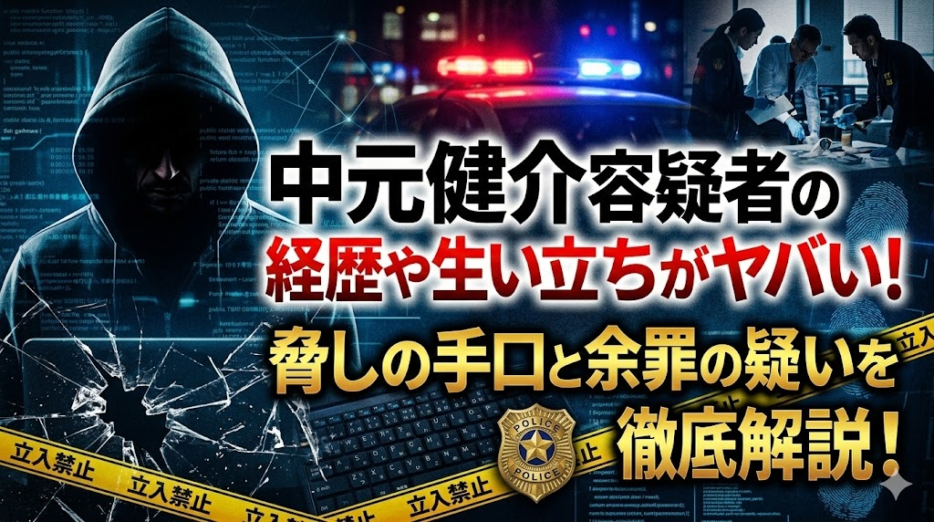 中元健介容疑者の経歴や生い立ちがヤバい!脅しの手口と余罪の疑いを徹底解説!